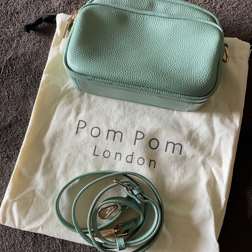 Mint Green Leather Crossbody Bag by Pom Pom London